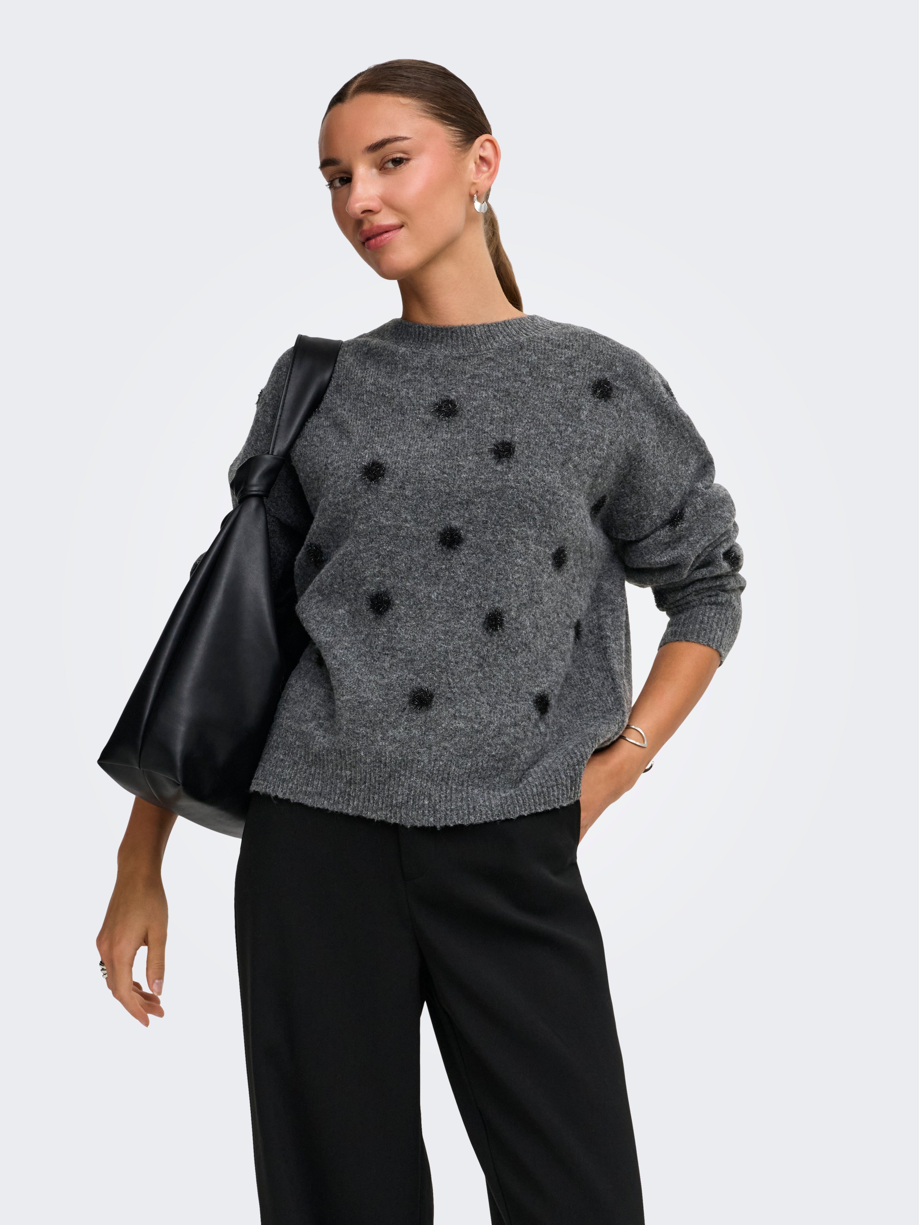JDYMELEA L/S O-NECK POMPOM PULLOVER KNT