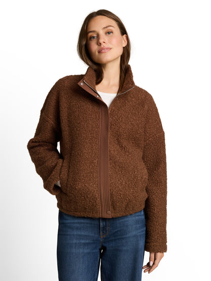 Teddy Sweatjacke mit Stehkragen