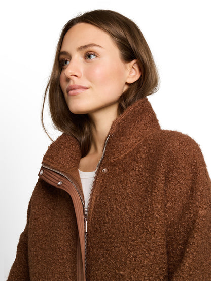 Teddy Sweatjacke mit Stehkragen