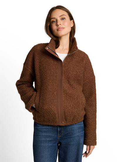 Teddy Sweatjacke mit Stehkragen