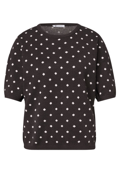 Kurzarm Pullover mit Rundhals und Muster