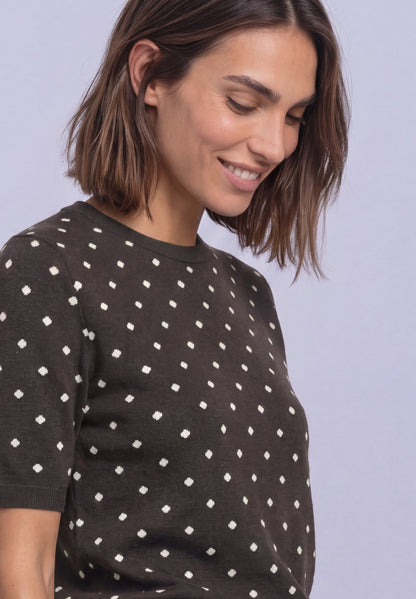 Kurzarm Pullover mit Rundhals und Muster