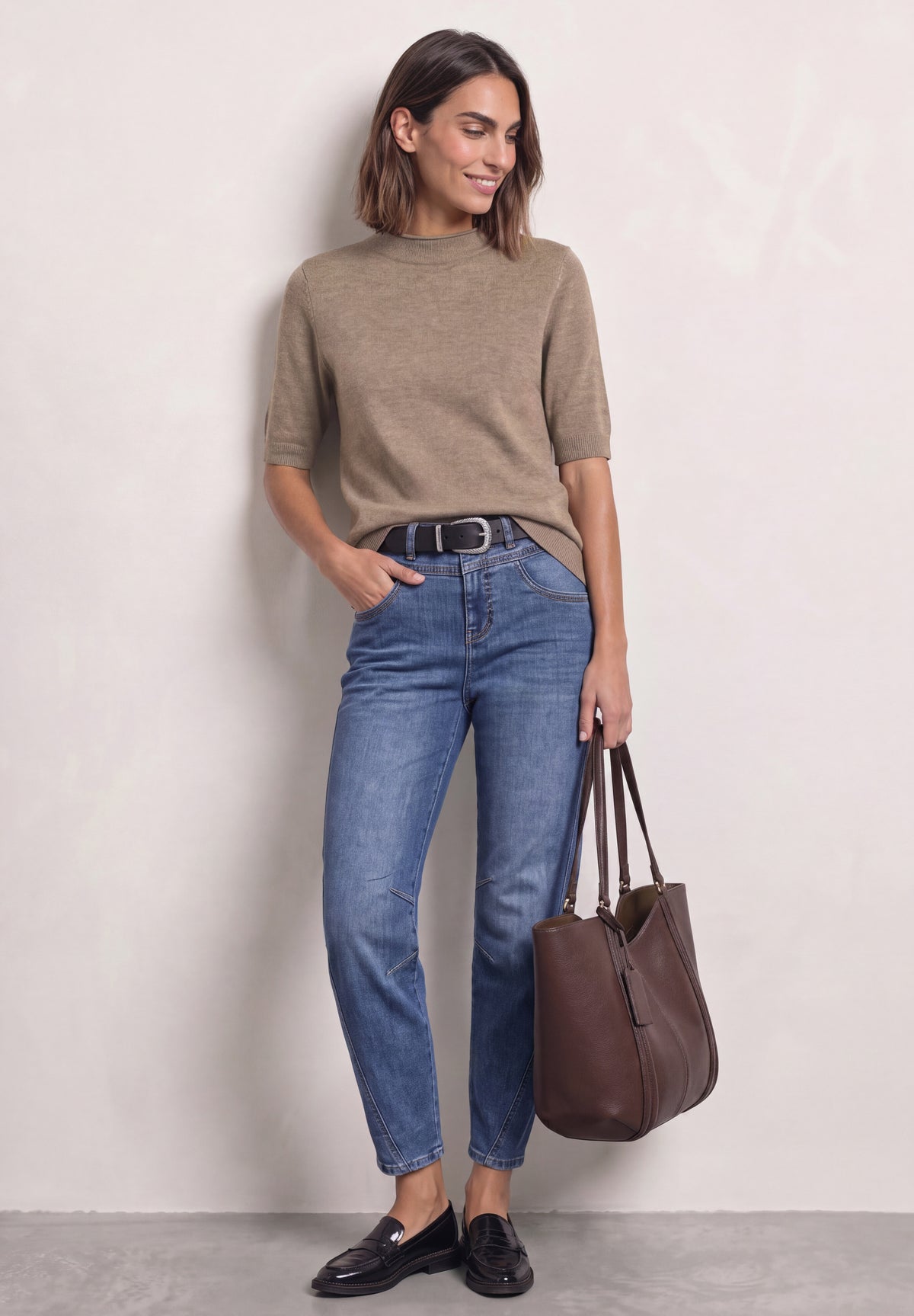 Kurzarm Pullover mit Turtle Neck
