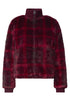 Fake Fur Blouson mit Strickdetails und Print