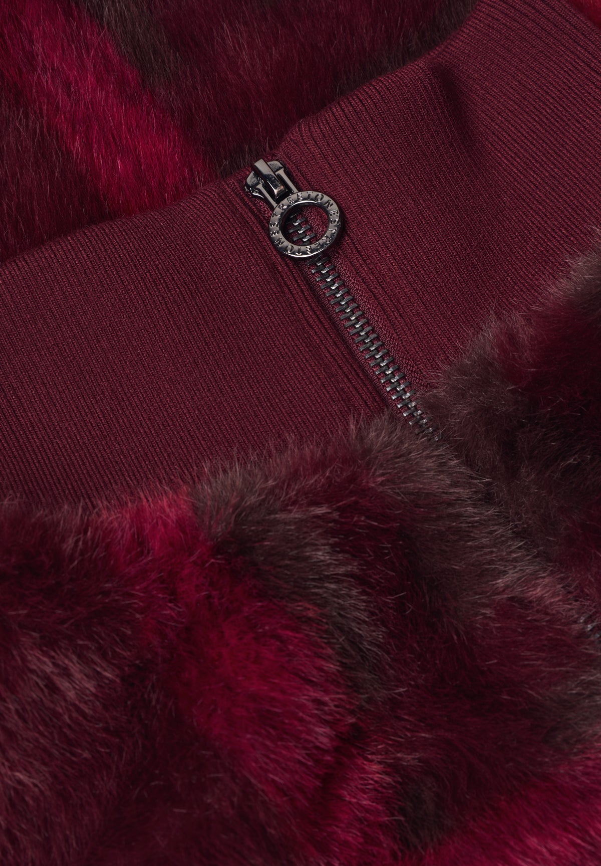 Fake Fur Blouson mit Strickdetails und Print
