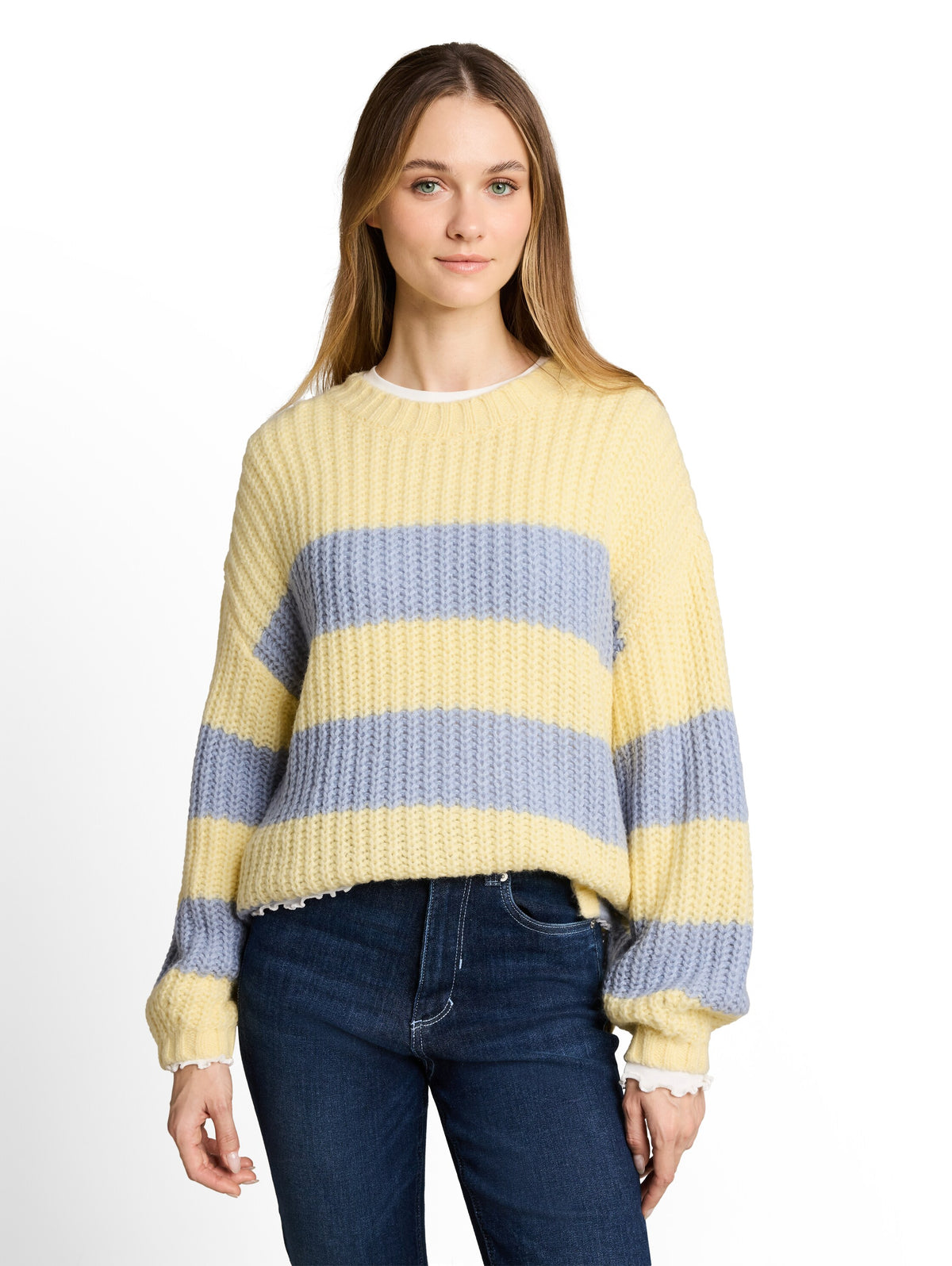 Relaxed Fit Strickpullover mit Streifenmuster