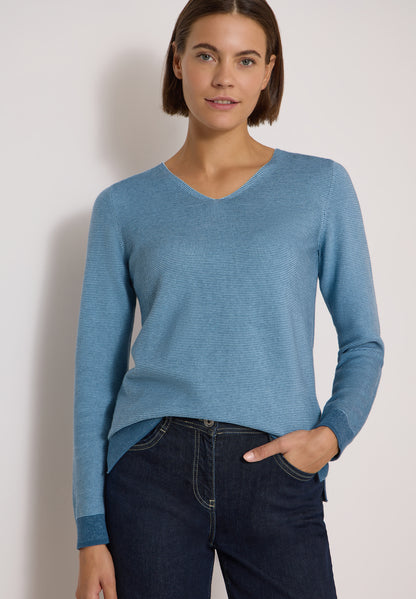 Pullover im Two-Tone-Look mit V-Neck