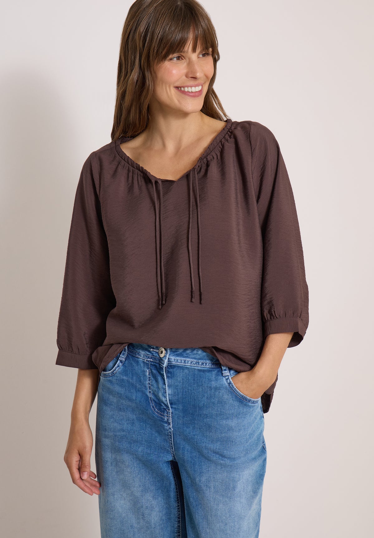 Carmen-Bluse mit Halbarm und Bändern