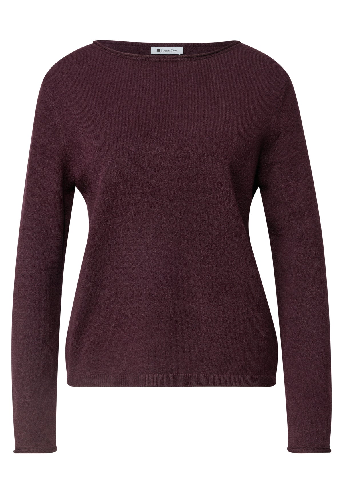 Pullover mit Boat Neck und Rollkanten