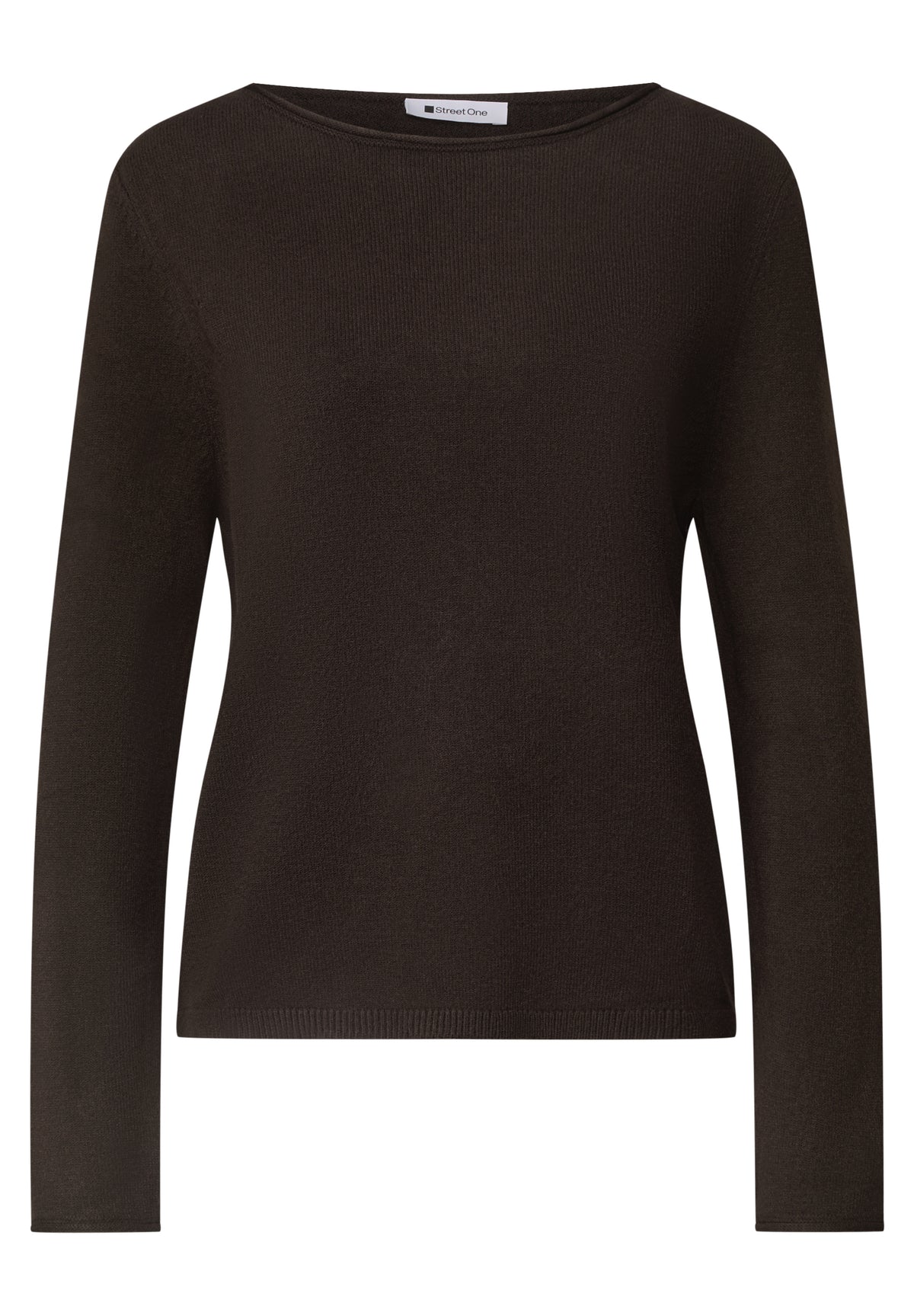 Pullover mit Boat Neck und Rollkanten