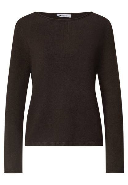 Pullover mit Boat Neck und Rollkanten