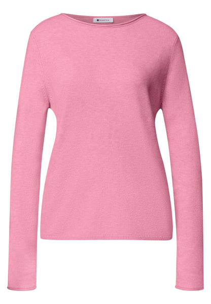Pullover mit Boat Neck und Rollkanten
