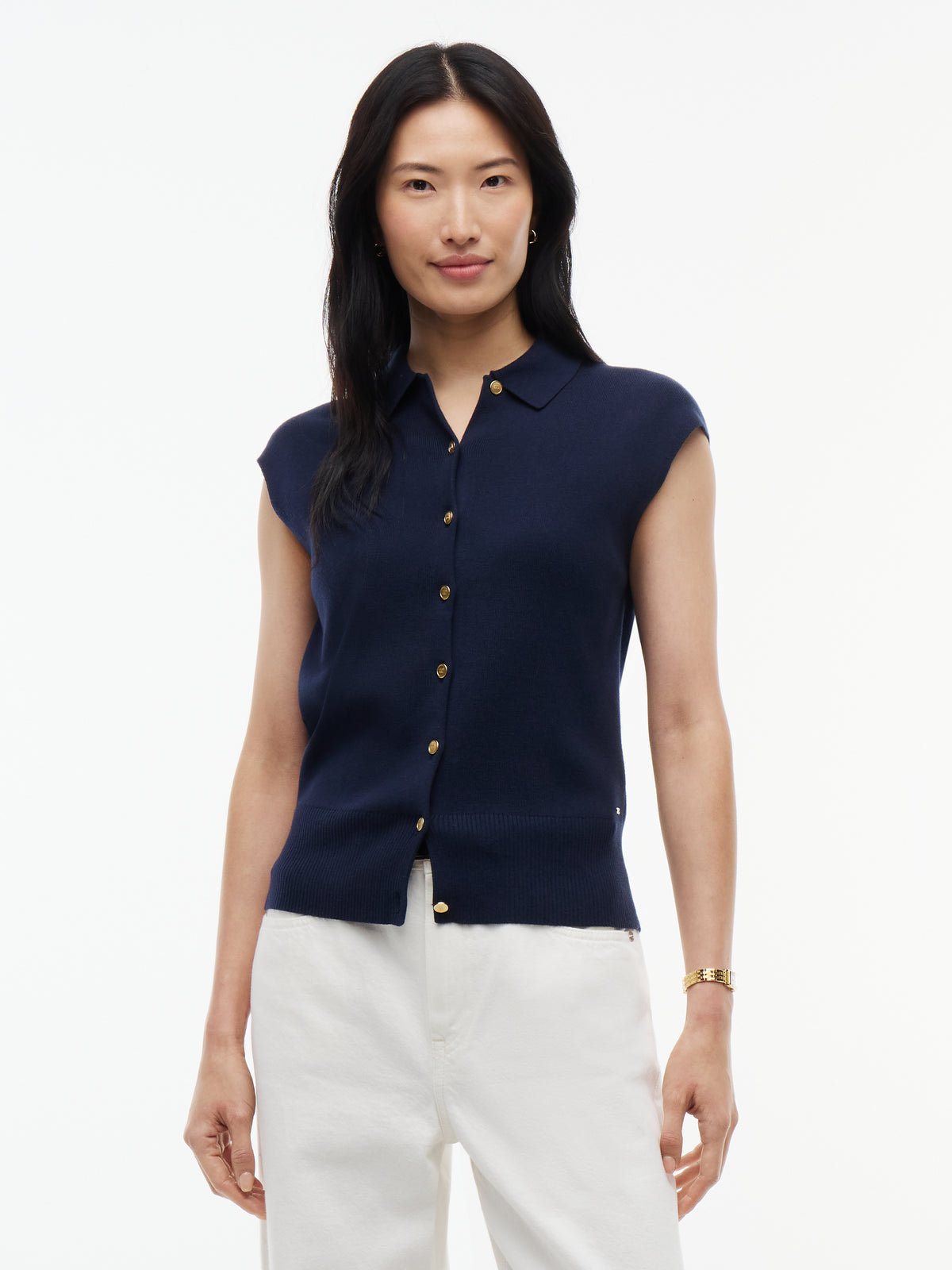 COTTON FULL NEEDLE POLO VEST