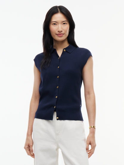COTTON FULL NEEDLE POLO VEST