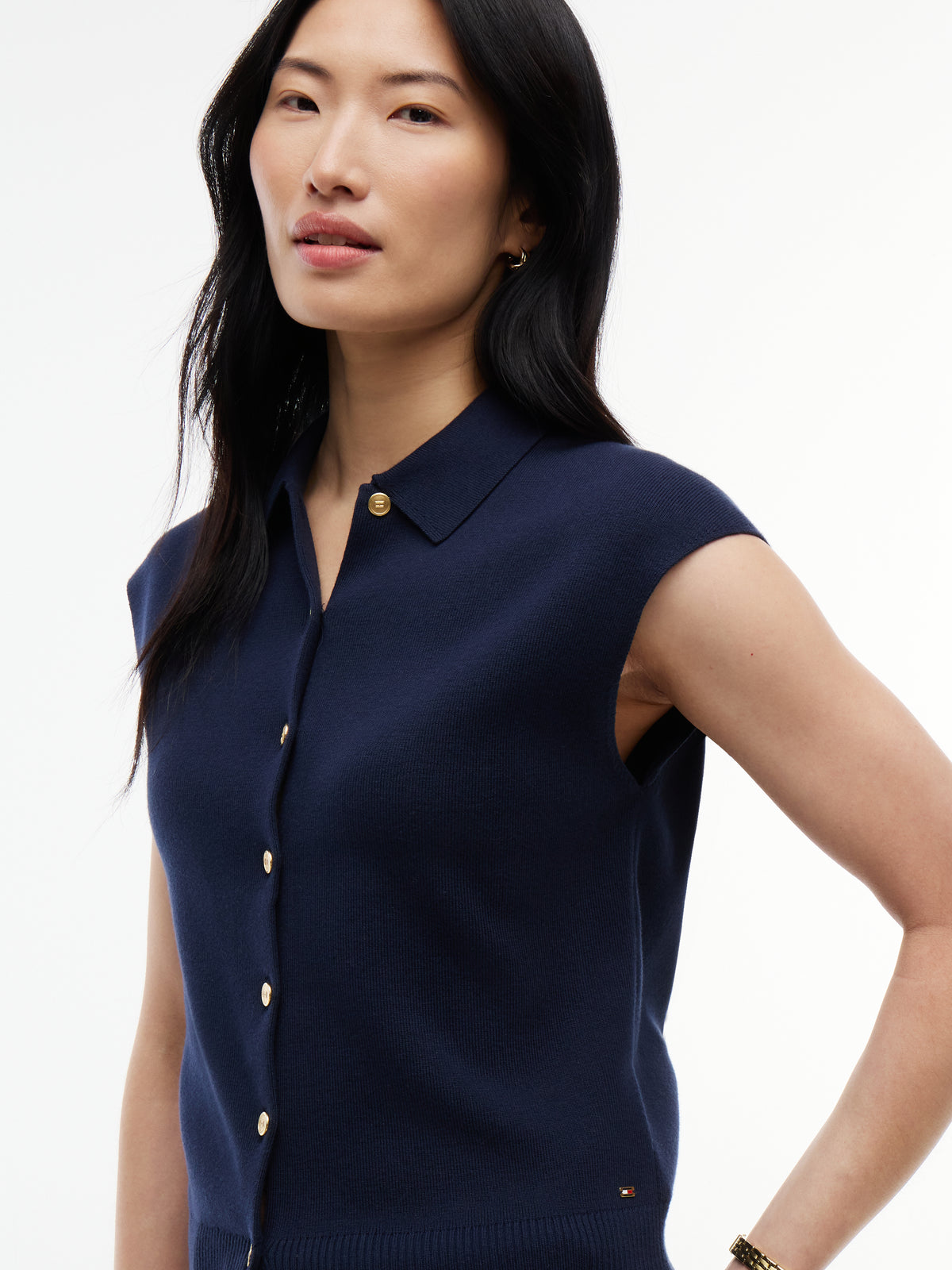 COTTON FULL NEEDLE POLO VEST
