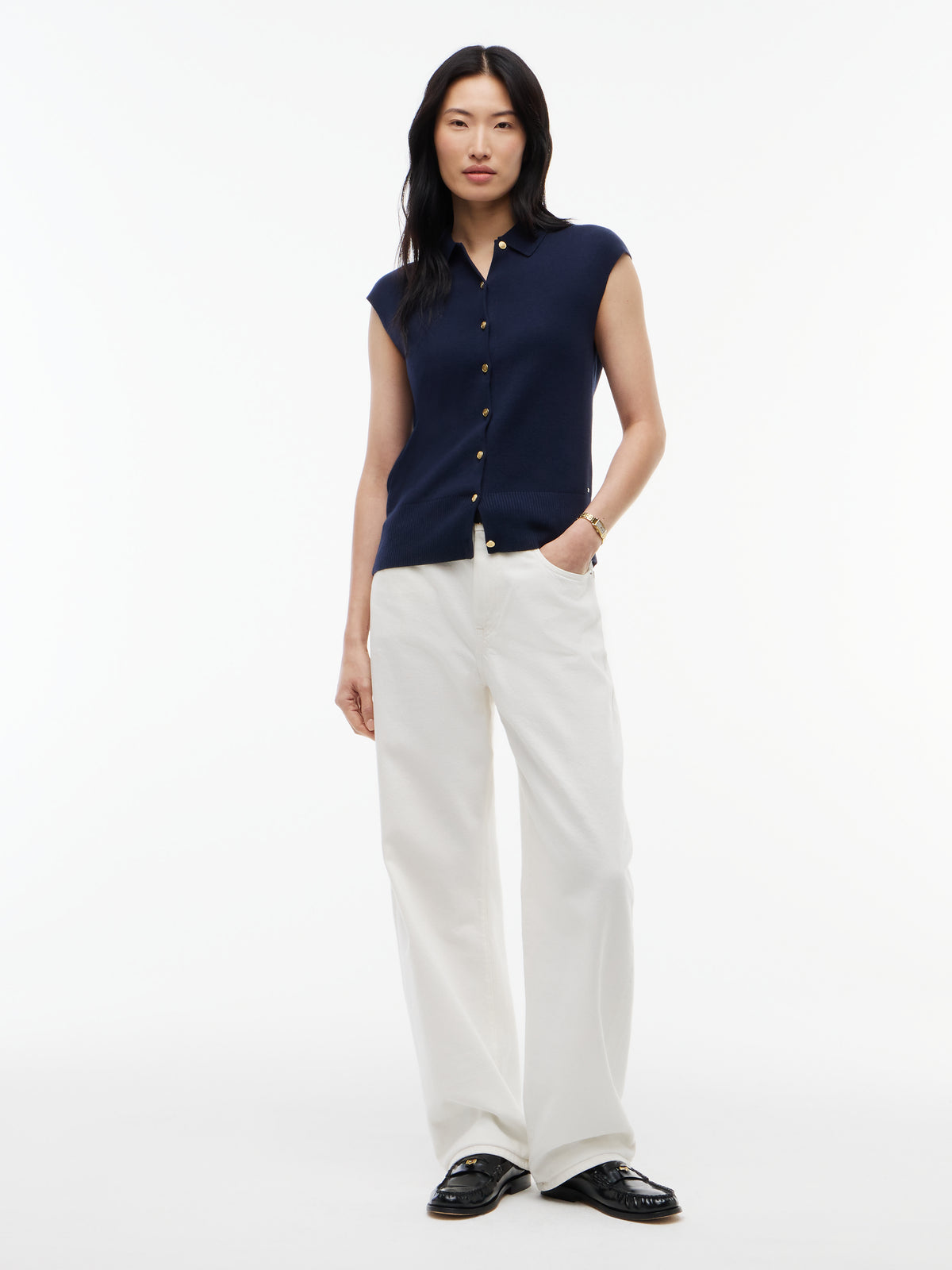 COTTON FULL NEEDLE POLO VEST