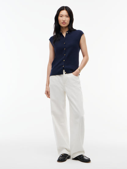 COTTON FULL NEEDLE POLO VEST