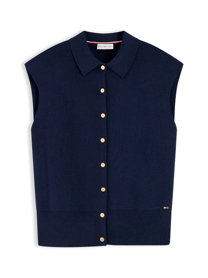 COTTON FULL NEEDLE POLO VEST