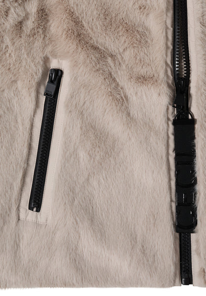 Fake Fur Jacke mit Softshelldetails