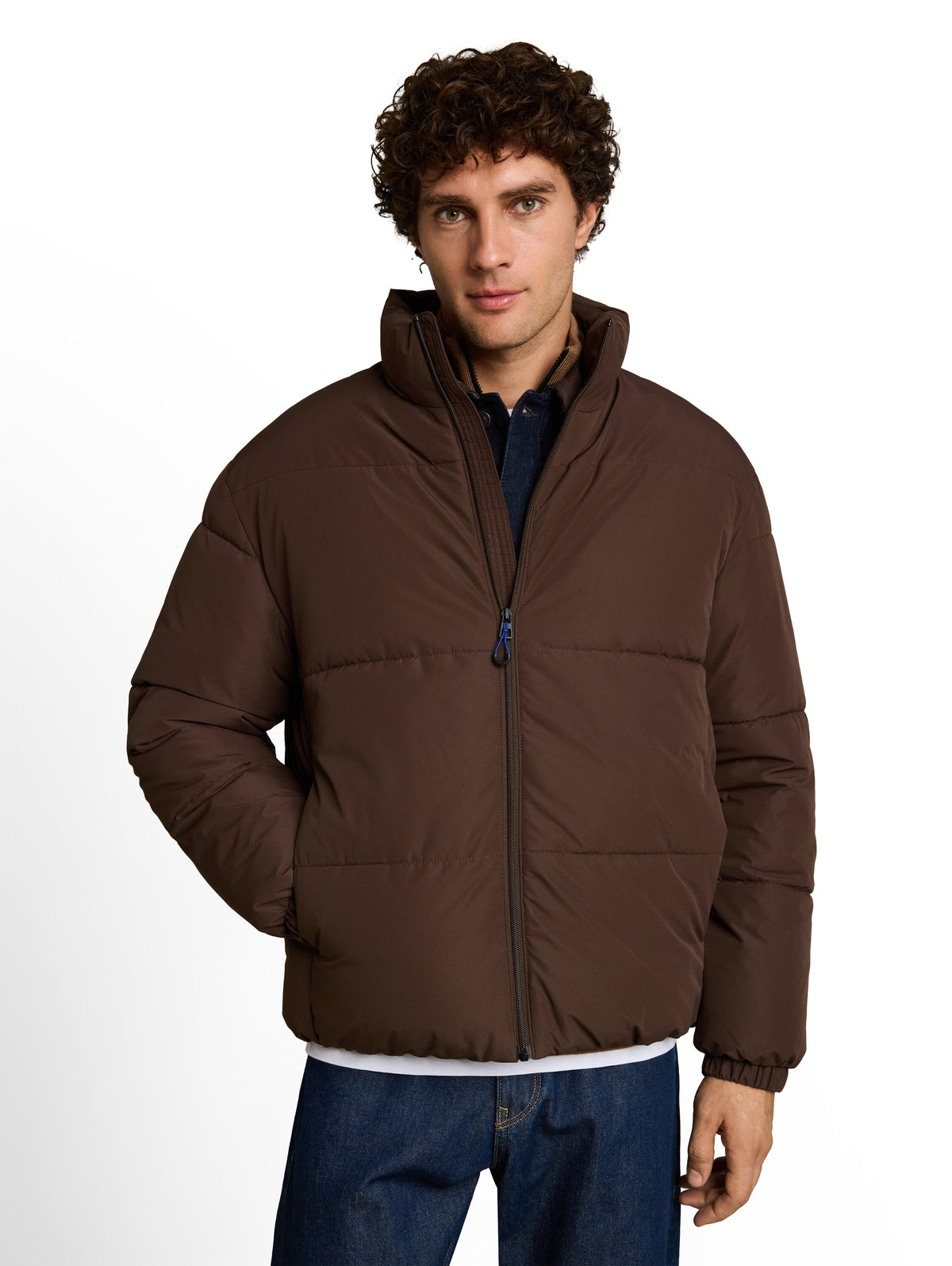 Relaxed Fit Puffer-Jacke mit Stehkragen