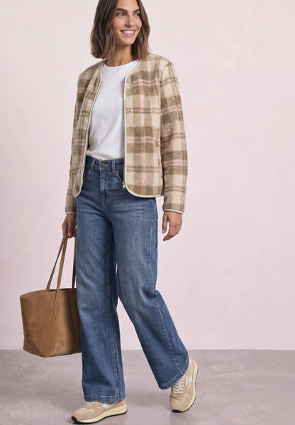 Teddy-Jacke mit Rundhals und Print