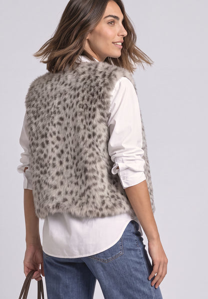 Fake-Fur Weste mit Zipper und Taschen