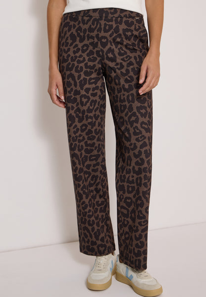 High Waist Straight Leg Hose mit Leo-Muster