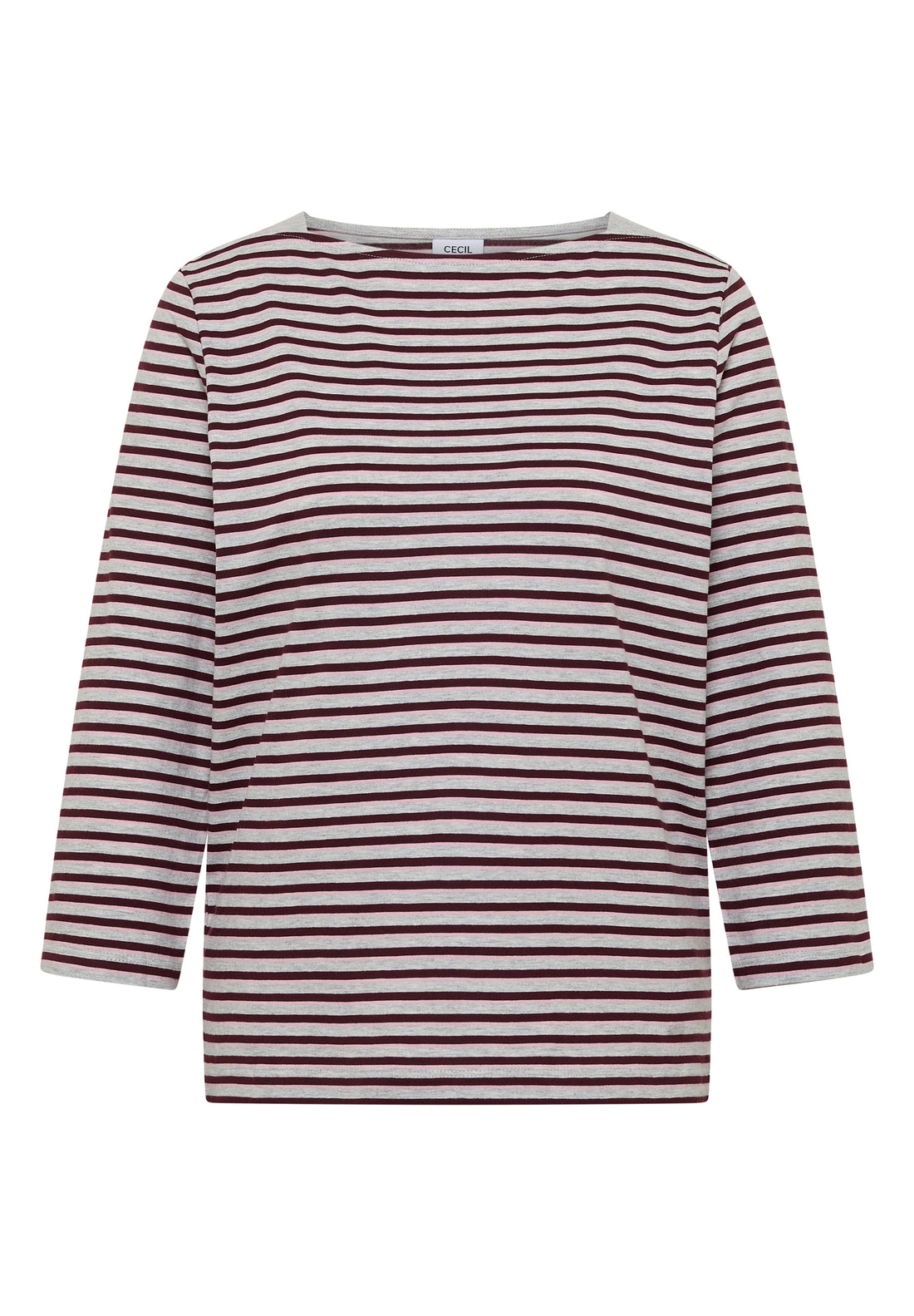 3/4-Arm Shirt mit Boat Neck und Streifen