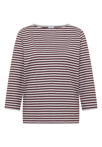 3/4-Arm Shirt mit Boat Neck und Streifen