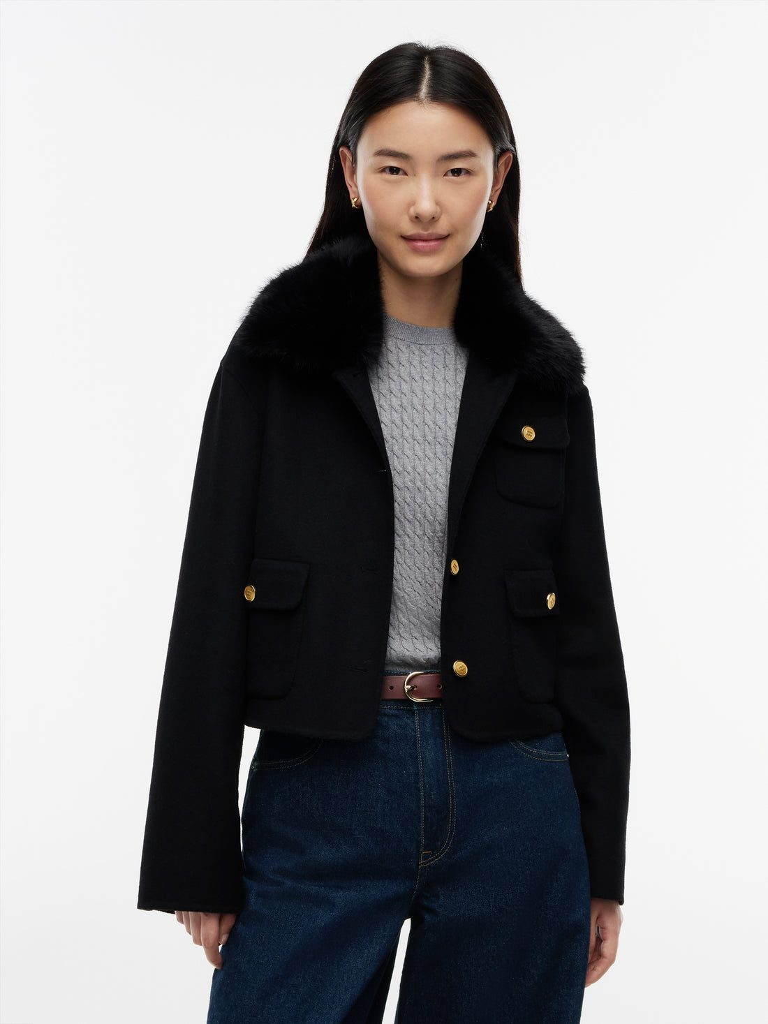 DF WOOL LADY JACKET WITH FUR