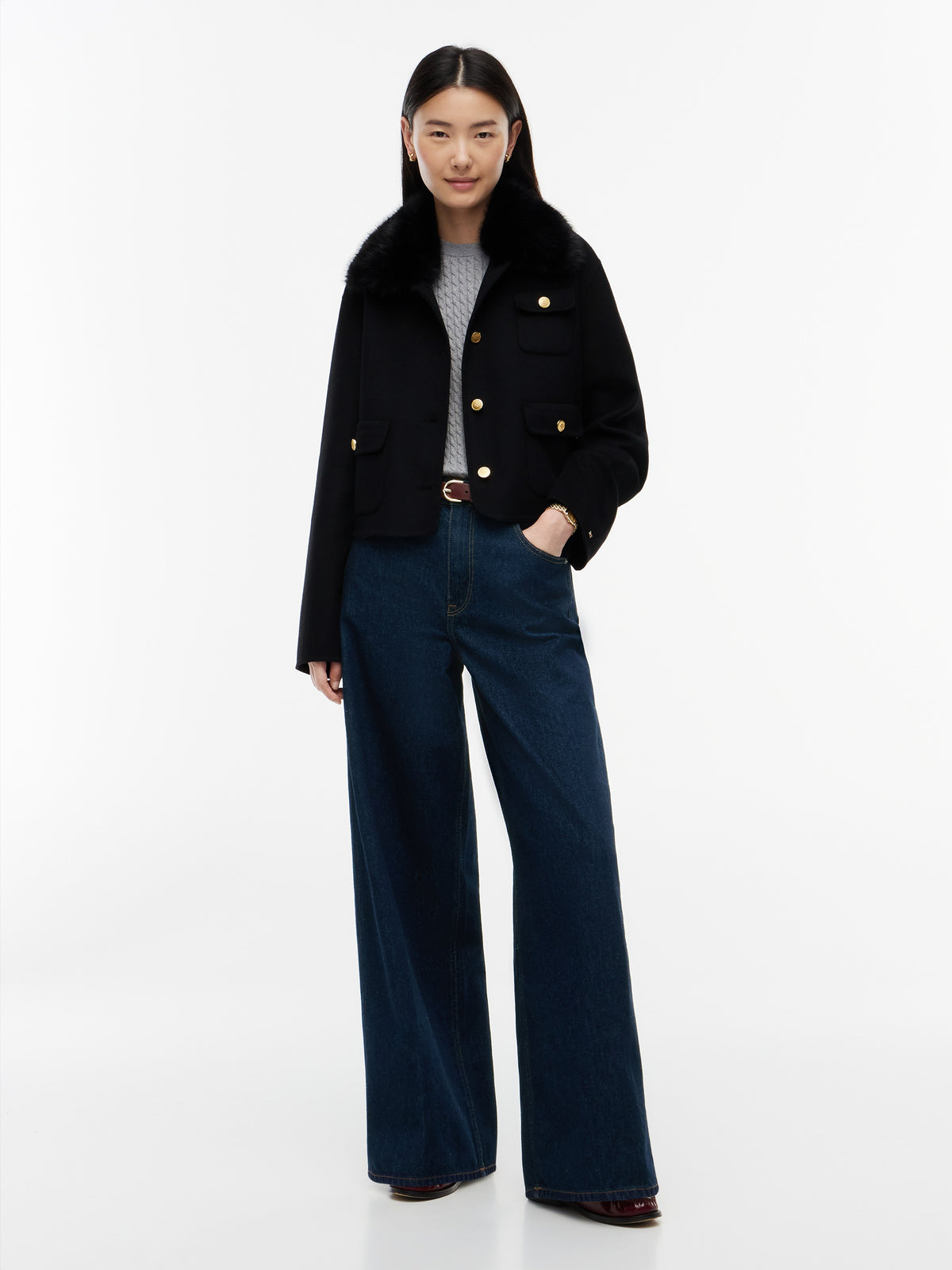 DF WOOL LADY JACKET WITH FUR