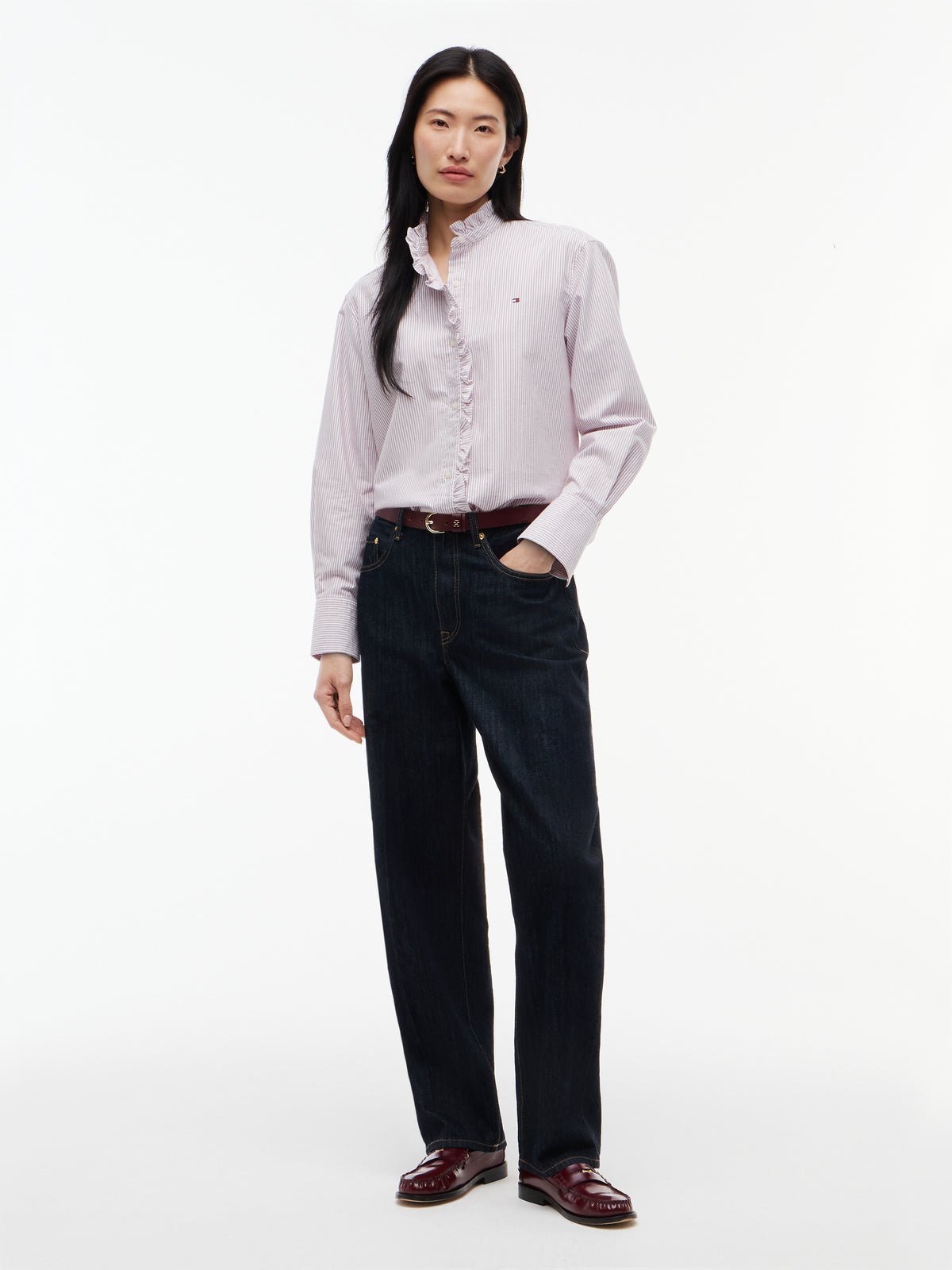 OXFORD RUFFLES RELAXED LS SHIRT