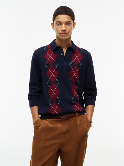 PLACED ARGYLE LS POLO
