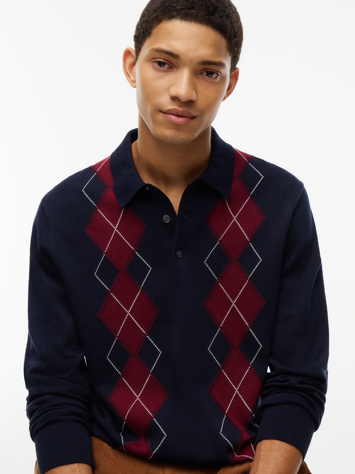 PLACED ARGYLE LS POLO