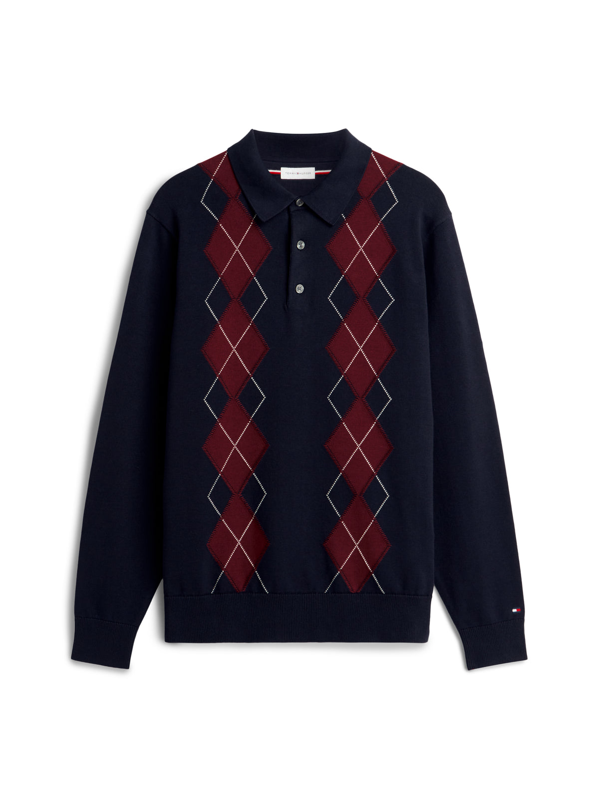 PLACED ARGYLE LS POLO