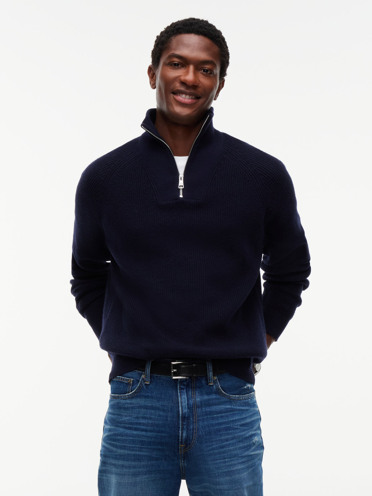 FISHERMAN RIB ZIP MOCK