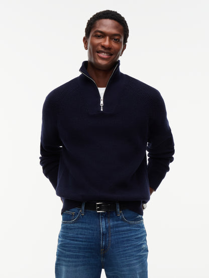FISHERMAN RIB ZIP MOCK
