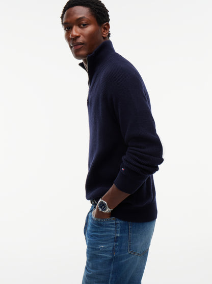 FISHERMAN RIB ZIP MOCK