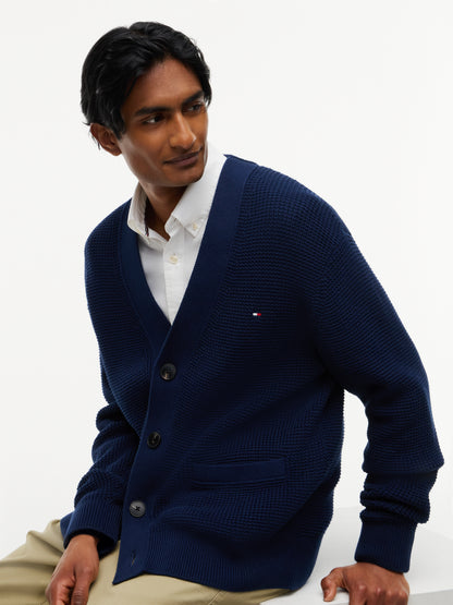 WAFFLE STRUCTURE CARDIGAN