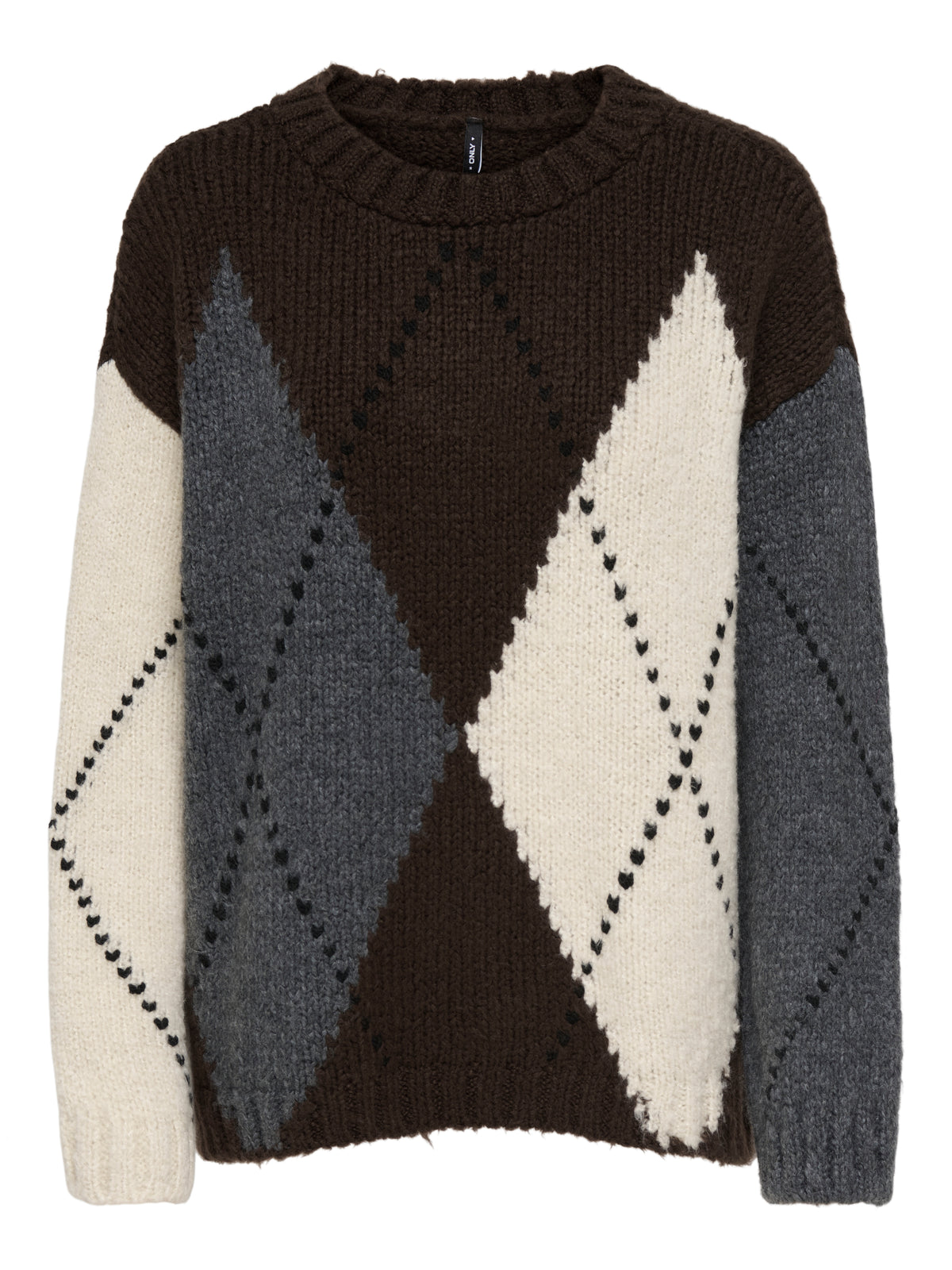 ONLCOZY LS ARGYLE O-NECK KNT