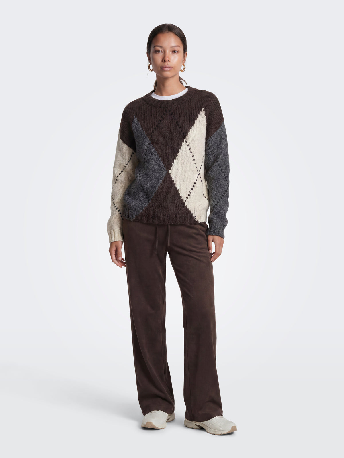 ONLCOZY LS ARGYLE O-NECK KNT