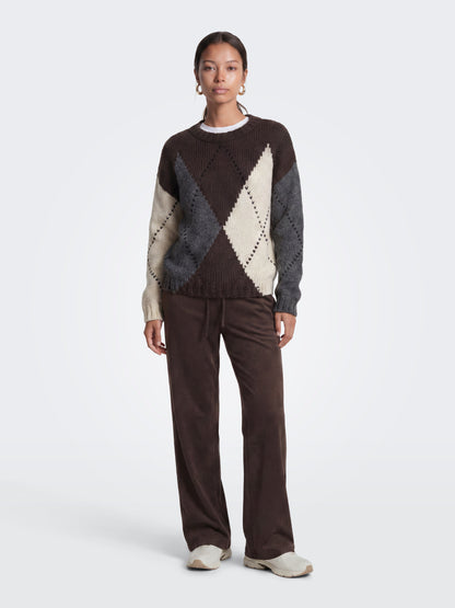 ONLCOZY LS ARGYLE O-NECK KNT
