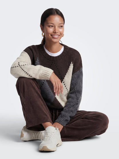 ONLCOZY LS ARGYLE O-NECK KNT