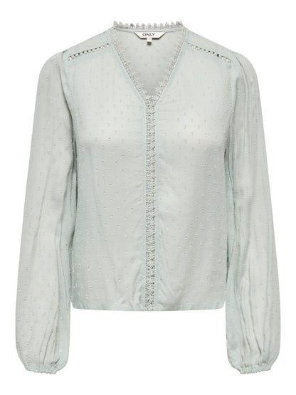 ONLGEZA LS DOBBY V-NECK BLOUSE WVN