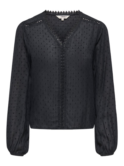 ONLGEZA LS DOBBY V-NECK BLOUSE WVN