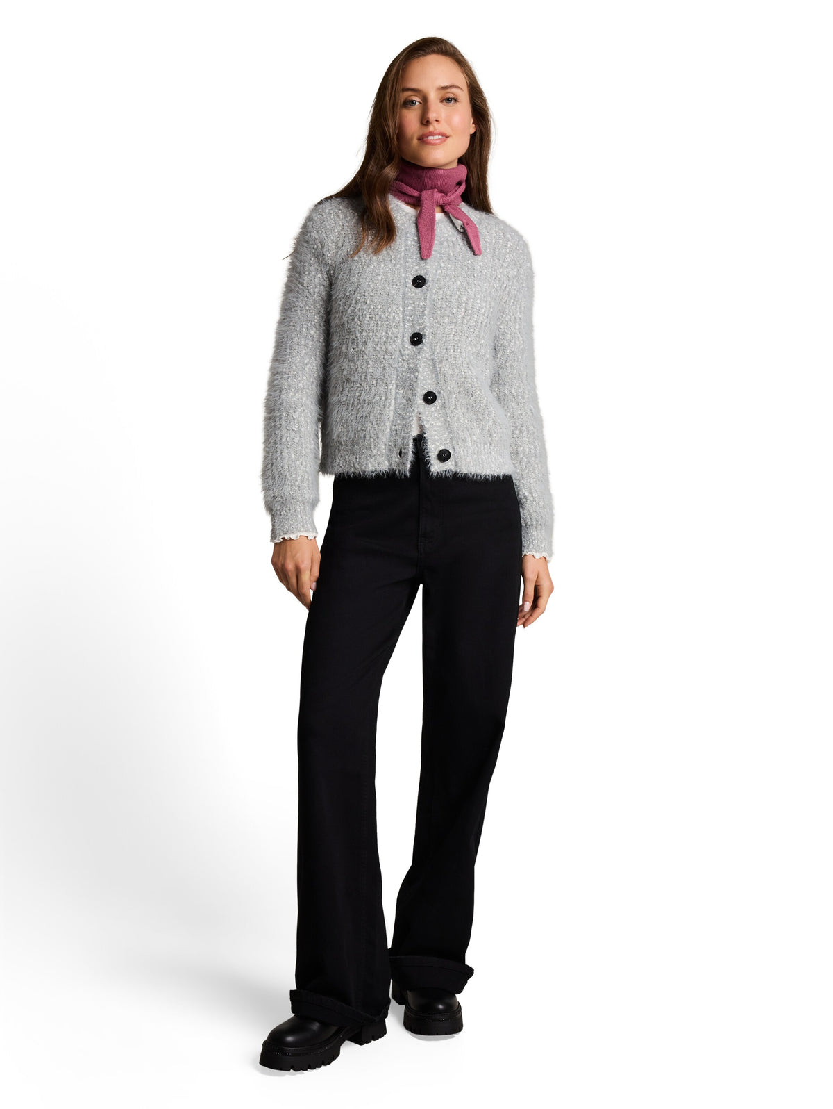 Loose Fit Cardigan aus Federgarn