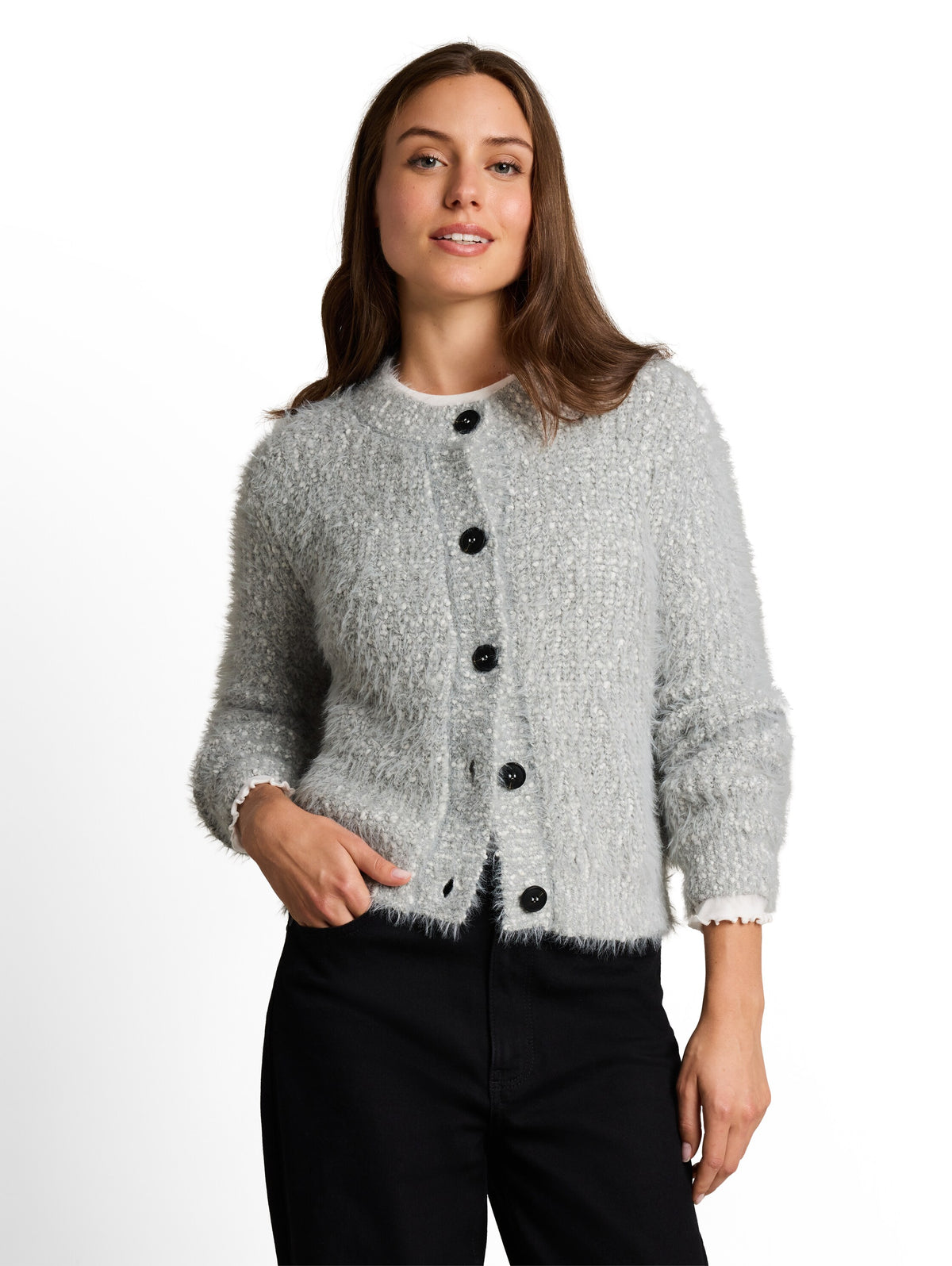 Loose Fit Cardigan aus Federgarn
