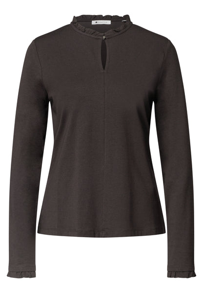 Basic Shirt mit Rüschen und Cut-Out-Detail
