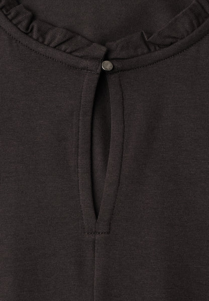 Basic Shirt mit Rüschen und Cut-Out-Detail
