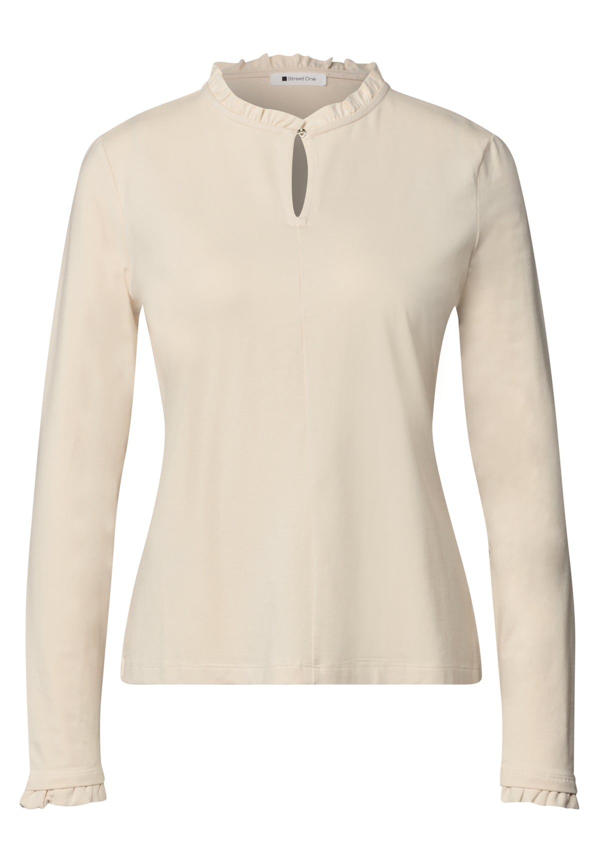 Basic Shirt mit Rüschen und Cut-Out-Detail